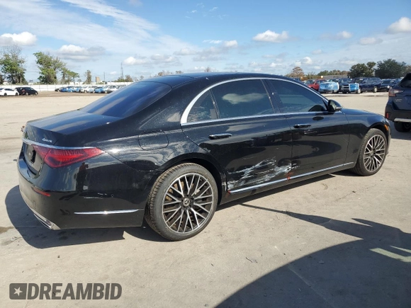 2023 Mercedes-Benz S-Class S 580 with VIN W1K6G7GB2PA169565, listed as a Copart auction lot 85590864 with 19,951 mi miles and Salvage Title. Bid and sale history available at carsss.com. Image 3.