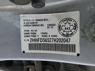 2007 Acura CSX z VIN 2HHFD56527H202047, wystawiony jako Copart lot #44804925 z przebiegiem 258 767 mil mil oraz Tytuł czysty. Historia ofert i sprzedaży dostępna na DreamBid. Obrazek 12.