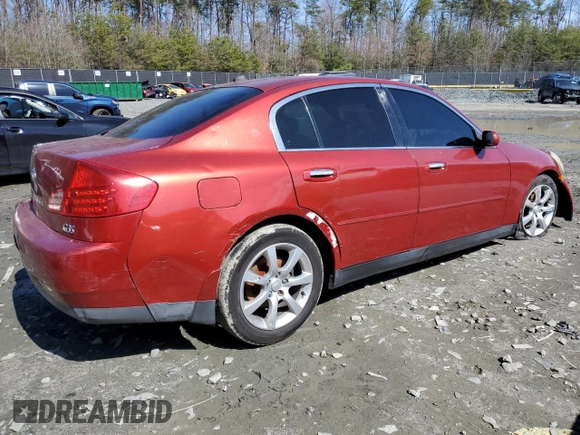 2003 Infiniti G35 w/Leather with VIN JNKCV51E03M335812, listed as a Copart auction lot 49454515 with Not Provided miles and Salvage Title. Bid and sale history available at carsss.com. Image 3.