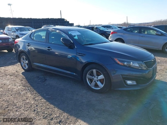 2015 Kia Optima LX with VIN 5XXGM4A75FG394494, listed as a IAAI auction lot 41596274 with 1 mi miles. Bid and sale history available at carsss.com. Image 1.