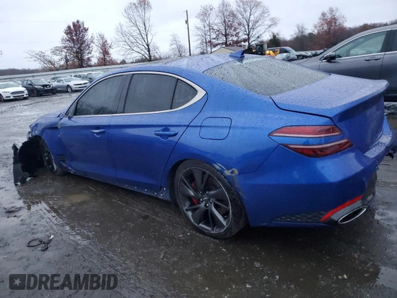 2022 Genesis G70 3.3T with VIN KMTG54TEXNU102485, listed as a Copart auction lot 79568824 with Not Provided miles and Salvage Title. Bid and sale history available at carsss.com. Image 2.
