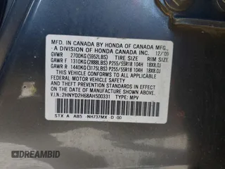 2010 Acura MDX Technology Pkg with VIN 2HNYD2H68AH500331, listed as a IAAI auction lot 41739262 with 190,253 mi miles. Bid and sale history available at carsss.com. Image 9.