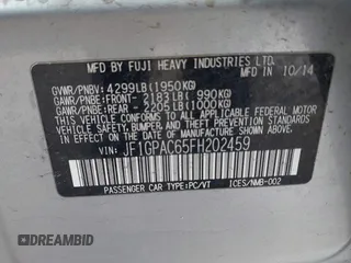 2015 Subaru Impreza Premium с VIN JF1GPAC65FH202459, выставлен на аукционе IAAI как лот 42020317 с пробегом 106 434 миль миль и . История ставок и продаж доступна на DreamBid. Изображение 9.