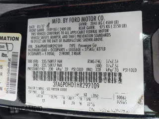 2017 Ford Fusion SE with VIN 3FA6P0HD1HR292109, listed as a IAAI auction lot 42190710 with 107,835 mi miles and . Bid and sale history available at DreamBid. Image 9.