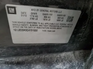 2012 Chevrolet Sonic LTZ z VIN 1G1JE5SH3C4151930, wystawiony jako Copart lot #84337574 z przebiegiem 125 606 mil mil oraz Szkoda całkowita • Salvage title. Historia ofert i sprzedaży dostępna na DreamBid. Obrazek 12.