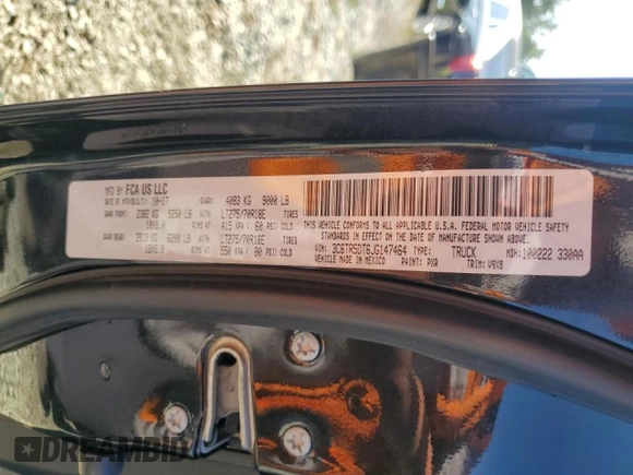 2018 Ram 2500 SLT с VIN 3C6TR5DT6JG147464, выставлен на аукционе Copart как лот 71067794 с пробегом Не указан миль и Списание • Salvage title. История ставок и продаж доступна на DreamBid. Изображение 14.