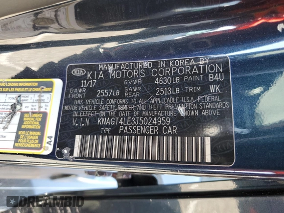 2018 Kia Optima Hybrid Premium with VIN KNAGT4LE3J5024959, listed as a Copart auction lot 69483524 with 116,368 mi miles and Salvage Title. Bid and sale history available at carsss.com. Image 14.