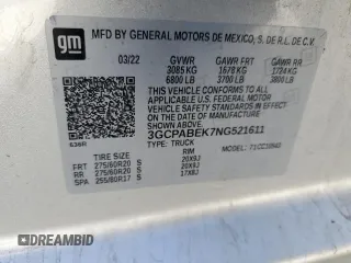 2022 Chevrolet Silverado 1500 Custom with VIN 3GCPABEK7NG521611, listed as a Copart auction lot 49009995 with 124,826 mi miles and Salvage Title. Bid and sale history available at DreamBid. Image 14.