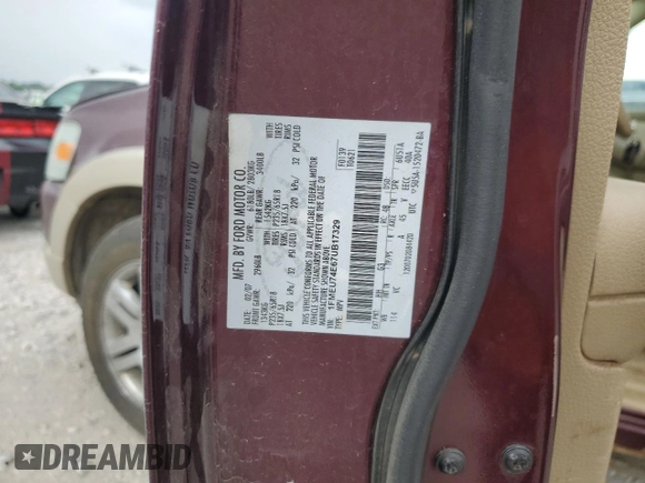 2007 Ford Explorer Eddie Bauer with VIN 1FMEU74E67UB17329, listed as a Copart auction lot 64646265 with 226,623 mi miles and Clean title. Bid and sale history available at DreamBid. Image 13.