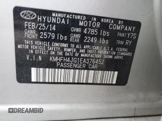2014 Hyundai Azera Limited with VIN KMHFH4JG1EA376452, listed as a Copart auction lot 59703095 with 124,801 mi miles and Salvage title. Bid and sale history available at DreamBid. Image 12.