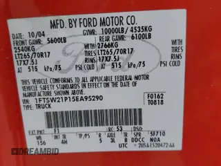 2005 Ford Super Duty F-250 XL with VIN 1FTSW21P15EA95290, listed as a Copart auction lot 61757644 with 0 mi miles and Salvage Title. Bid and sale history available at carsss.com. Image 12.