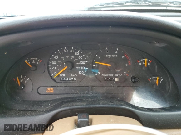 1997 Ford Mustang with VIN 1FALP4046VF180467, listed as a Copart auction lot 60754265 with 154,676 mi miles and Salvage title. Bid and sale history available at DreamBid. Image 9.