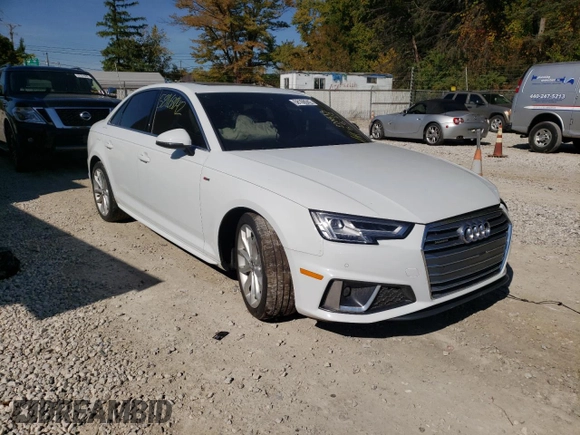 2019 Audi A4 Premium Plus with VIN WAUENAF45KA032539, listed as a Copart auction lot 58168042 with 0 mi miles. Bid and sale history available at carsss.com. Image 1.