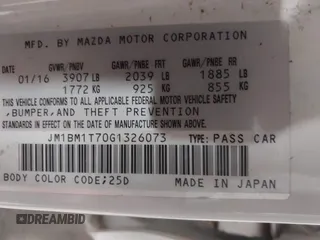 2016 Mazda Mazda3 i Sport with VIN JM1BM1T70G1326073, listed as a IAAI auction lot 41769327 with 97,554 mi miles. Bid and sale history available at carsss.com. Image 9.