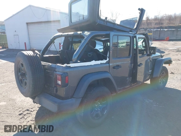 2019 Jeep Wrangler Unlimited Sport S with VIN 1C4HJXDG7KW572294, listed as a IAAI auction lot 41607986 with 61,734 mi miles and . Bid and sale history available at DreamBid. Image 4.