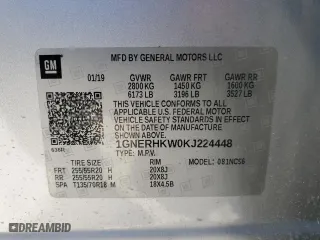 2019 Chevrolet Traverse LT Leather with VIN 1GNERHKW0KJ224448, listed as a Copart auction lot 42525405 with 50,428 mi miles and Clean Title. Bid and sale history available at carsss.com. Image 13.