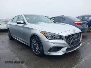 2019 Genesis G80 3.8L with VIN KMTFN4JE5KU327178, listed as a IAAI auction lot 41577373 with 57,032 mi miles. Bid and sale history available at carsss.com. Image 1.