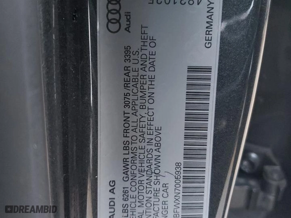 2022 Audi e-tron GT Prestige with VIN WAUEJBFWXN7005938, listed as a Copart auction lot 72659842 with NaN miles. Bid and sale history available at carsss.com. Image 13.