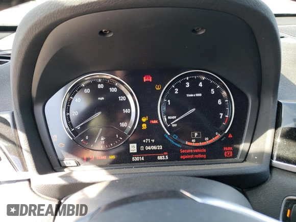 2019 BMW X1 sDrive28i with VIN WBXHU7C59K5L12043, listed as a Copart auction lot 47630763 with 53,014 mi miles. Bid and sale history available at carsss.com. Image 9.