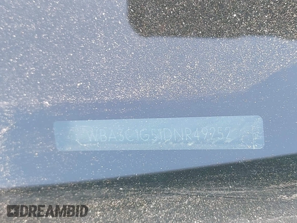 2013 BMW 3 Series 328i with VIN WBA3C1G51DNR49252, listed as a IAAI auction lot 42322739 with 119,421 mi miles and . Bid and sale history available at DreamBid. Image 17.