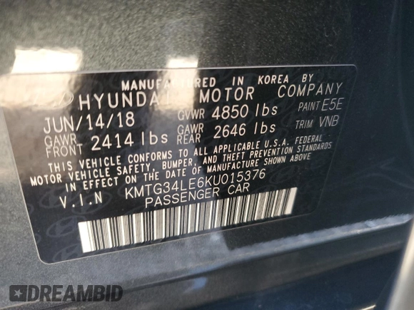 2019 Genesis G70 Dynamic with VIN KMTG34LE6KU015376, listed as a Copart auction lot 83714414 with 44,191 mi miles and Salvage Title. Bid and sale history available at DreamBid. Image 14.