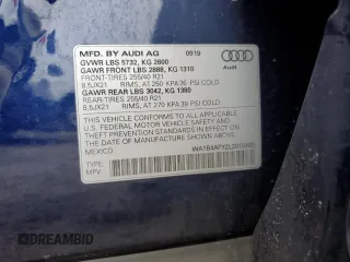 2020 Audi SQ5 Premium Plus with VIN WA1B4AFY2L2015103, listed as a Copart auction lot 85380174 with 63,002 mi miles and Salvage Title. Bid and sale history available at DreamBid. Image 13.