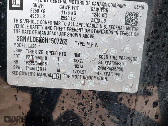 2017 Chevrolet Equinox Premier with VIN 2GNALDEK6H1507263, listed as a IAAI auction lot 42012392 with 100,658 mi miles. Bid and sale history available at carsss.com. Image 9.