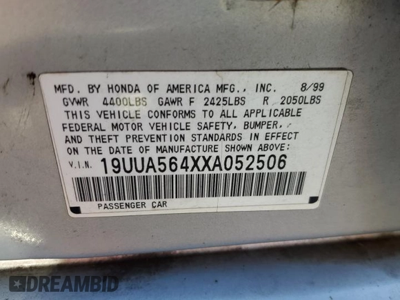 1999 Acura TL with VIN 19UUA564XXA052506, listed as a Copart auction lot 76589374 with 194,585 mi miles and Salvage Title. Bid and sale history available at carsss.com. Image 12.