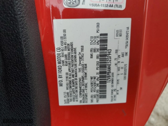 2014 Ford Mustang V6 with VIN 1ZVBP8AM4E5237943, listed as a Copart auction lot 48050815 with 121,594 mi miles and Salvage Title. Bid and sale history available at carsss.com. Image 14.