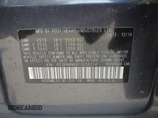 2015 Subaru Legacy Limited с VIN 4S3BNAN6XF3038114, выставлен на аукционе IAAI как лот 42373576 с пробегом 129 222 миль миль и . История ставок и продаж доступна на DreamBid. Изображение 9.