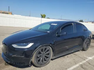 2022 Tesla Model X with VIN 7SAXCDE54NF341690, listed as a Copart auction lot 49921795 with 7,386 mi miles and Salvage Title. Bid and sale history available at carsss.com. Image 1.