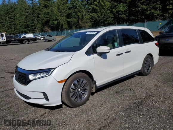 2021 Honda Odyssey EX-L with VIN 5FNRL6H79MB043486, listed as a Copart auction lot 51002515 with 47,998 mi miles and Salvage Title. Bid and sale history available at DreamBid. Image 1.