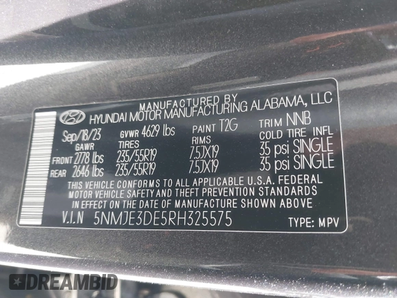 2024 Hyundai Tucson Limited с VIN 5NMJE3DE5RH325575, выставлен на аукционе IAAI как лот 41831040 с пробегом 20 587 миль миль и . История ставок и продаж доступна на DreamBid. Изображение 9.