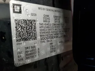 2019 Chevrolet Colorado 4WD Z71 z VIN 1GCGTDEN1K1247266, wystawiony jako Copart lot #56688755 z przebiegiem Nie podano mil oraz Szkoda całkowita • Salvage title. Historia ofert i sprzedaży dostępna na DreamBid. Obrazek 13.