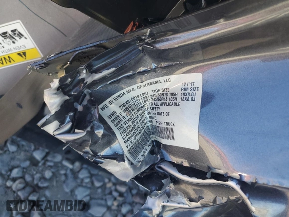 2018 Honda Ridgeline RTL-E with VIN 5FPYK3F70JB012629, listed as a Copart auction lot 47241585 with Not provided miles and Non repairable. Bid and sale history available at DreamBid. Image 12.