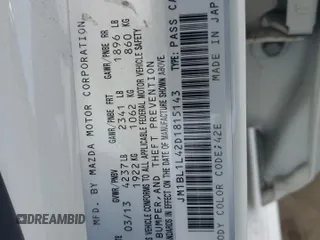 2013 Mazda 3 Mazdaspeed3 Touring with VIN JM1BL1L42D1815143, listed as a Copart auction lot 53360445 with 79,068 mi miles and Salvage title. Bid and sale history available at DreamBid. Image 13.