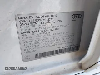 2018 Audi A4 allroad Premium Plus with VIN WA18NAF41JA024706, listed as a IAAI auction lot 41921127 with 76,719 mi miles. Bid and sale history available at carsss.com. Image 9.
