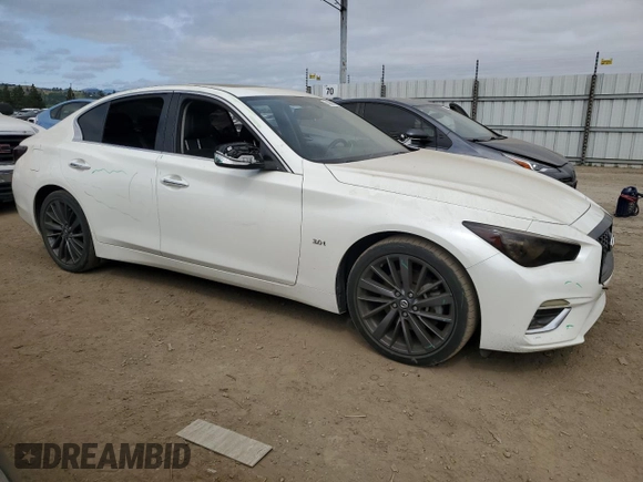 2019 Infiniti Q50 Luxe with VIN JN1EV7AP6KM516986, listed as a Copart auction lot 53080575 with Not provided miles and Salvage title. Bid and sale history available at DreamBid. Image 4.