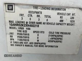 1999 Buick LeSabre Limited with VIN 1G4HR52K2XH492218, listed as a Copart auction lot 85612564 with 169,540 mi miles and Clean Title. Bid and sale history available at DreamBid. Image 10.