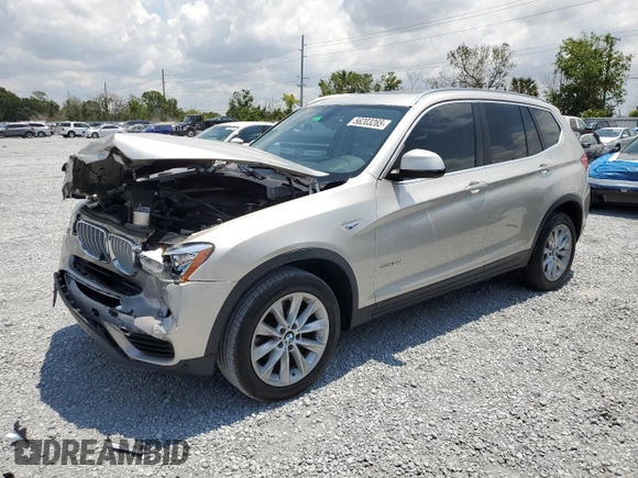 2017 BMW X3 sDrive28i with VIN 5UXWZ7C30H0V92699, listed as a Copart auction lot 56203265 with 101,328 mi miles and Salvage Title. Bid and sale history available at DreamBid. Image 1.