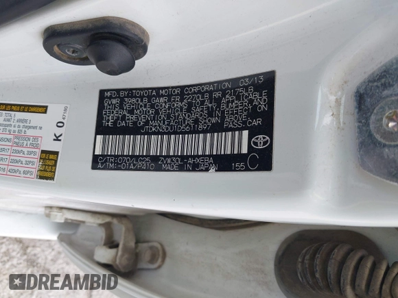 2013 Toyota Prius One z VIN JTDKN3DU1D5611897, wystawiony jako IAAI lot #42028788 z przebiegiem 144 522 mil mil oraz . Historia ofert i sprzedaży dostępna na DreamBid. Obrazek 9.