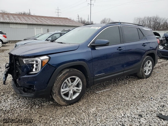 2023 GMC Terrain SLE with VIN 3GKALTEG9PL167123, listed as a Copart auction lot 85448754 with 8,296 mi miles and Salvage Title. Bid and sale history available at carsss.com. Image 1.