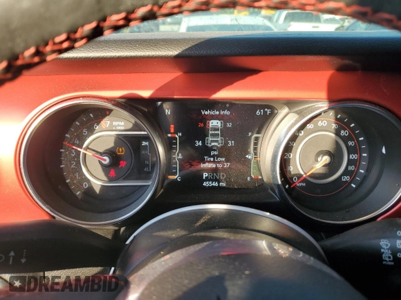 2022 Jeep Wrangler Unlimited Rubicon with VIN 1C4HJXFG8NW106102, listed as a Copart auction lot 77374814 with 45,546 mi miles and Salvage title. Bid and sale history available at DreamBid. Image 9.