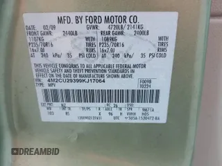 2009 Mercury Mariner Hybrid with VIN 4M2CU29399KJ17064, listed as a Copart auction lot 60263545 with 176,232 mi miles and Salvage title. Bid and sale history available at DreamBid. Image 14.