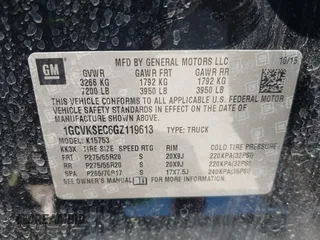 2016 Chevrolet Silverado 1500 LTZ with VIN 1GCVKSEC6GZ119613, listed as a IAAI auction lot 41778191 with 148,454 mi miles. Bid and sale history available at carsss.com. Image 9.