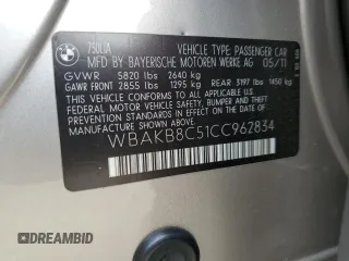 2012 BMW 7 Series 750Li with VIN WBAKB8C51CC962834, listed as a Copart auction lot 56592645 with 72,665 mi miles and Salvage title. Bid and sale history available at DreamBid. Image 12.