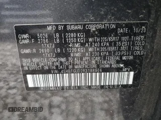 2024 Subaru Outback Wilderness with VIN 4S4BTGUD2R3188906, listed as a Copart auction lot 54582675 with 25,272 mi miles and Salvage title. Bid and sale history available at DreamBid. Image 13.