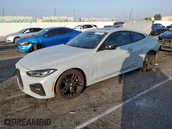 2022 BMW 4 Series 430i xDrive with VIN WBA73AP02NCK63692, listed as a Copart auction lot 84758794 with 21,484 mi miles and Salvage Title. Bid and sale history available at DreamBid. Image 1.