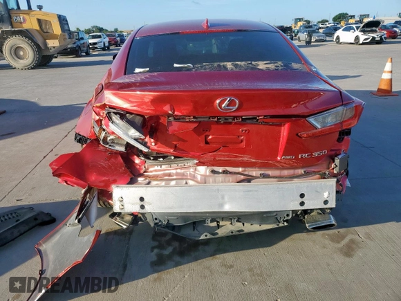 2015 Lexus RC 350 F Sport with VIN JTHSE5BC4F5001158, listed as a Copart auction lot 62917315 with 58,572 mi miles and Salvage title. Bid and sale history available at DreamBid. Image 6.