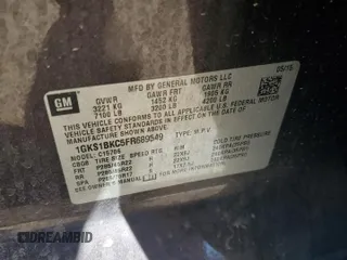 2015 GMC Yukon SLT z VIN 1GKS1BKC5FR689549, wystawiony jako Copart lot #56747385 z przebiegiem 102 856 mil mil oraz Szkoda całkowita • Salvage title. Historia ofert i sprzedaży dostępna na DreamBid. Obrazek 13.